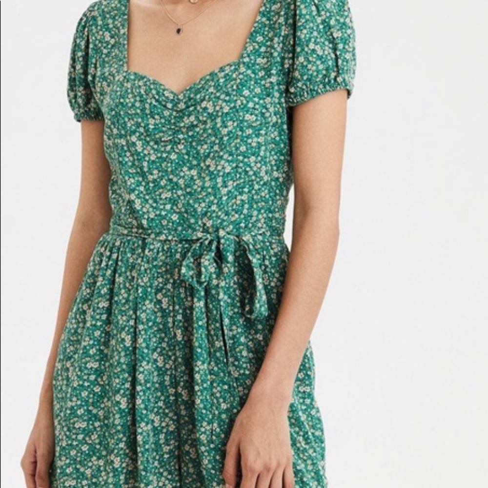 American Eagle Green Floral Romper